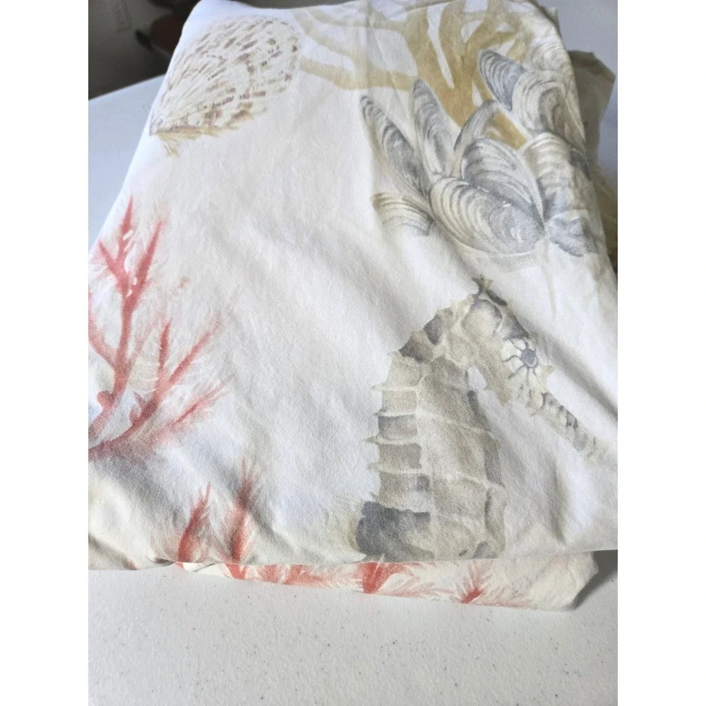 Pottery Barn Atlantic Seashell Duvet Cover Full Queen Coral Beach House